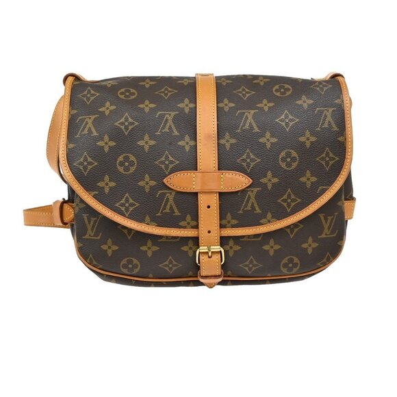 LOUIS VUITTON Logo Saumur 30 Shoulder Bag Monogram Leather Brown - Picture 2 of 15